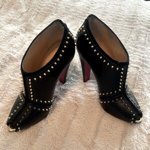 Christian Louboutin open toe Rockstud booties